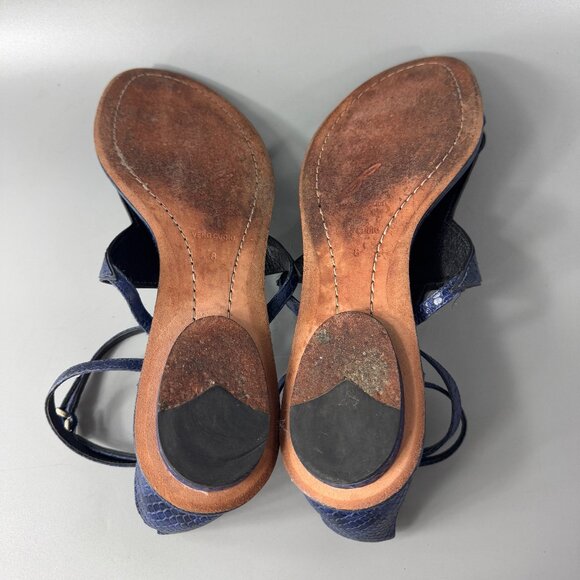 Brian Atwood Caterina Blue Leather Sandals, Size 8 - Picture 8 of 12